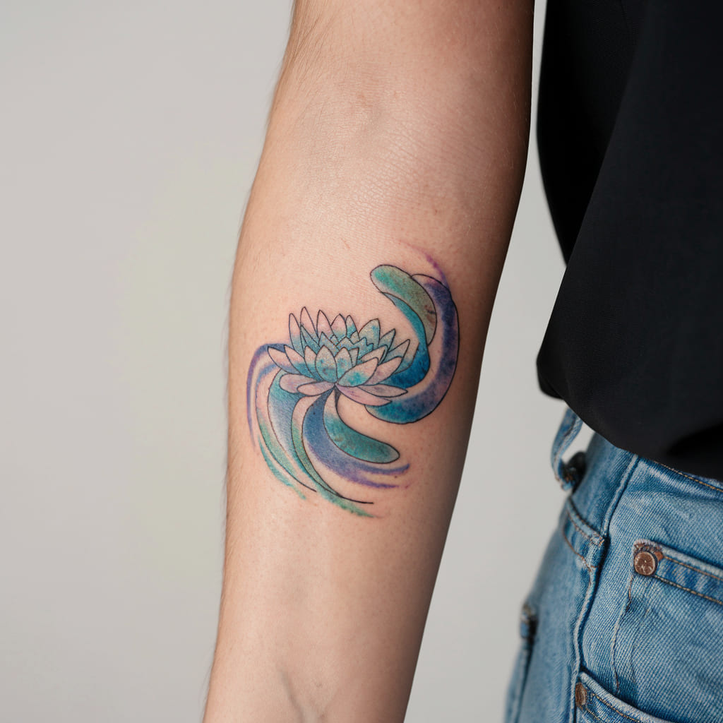 Abstract Water Lily on the Forearm