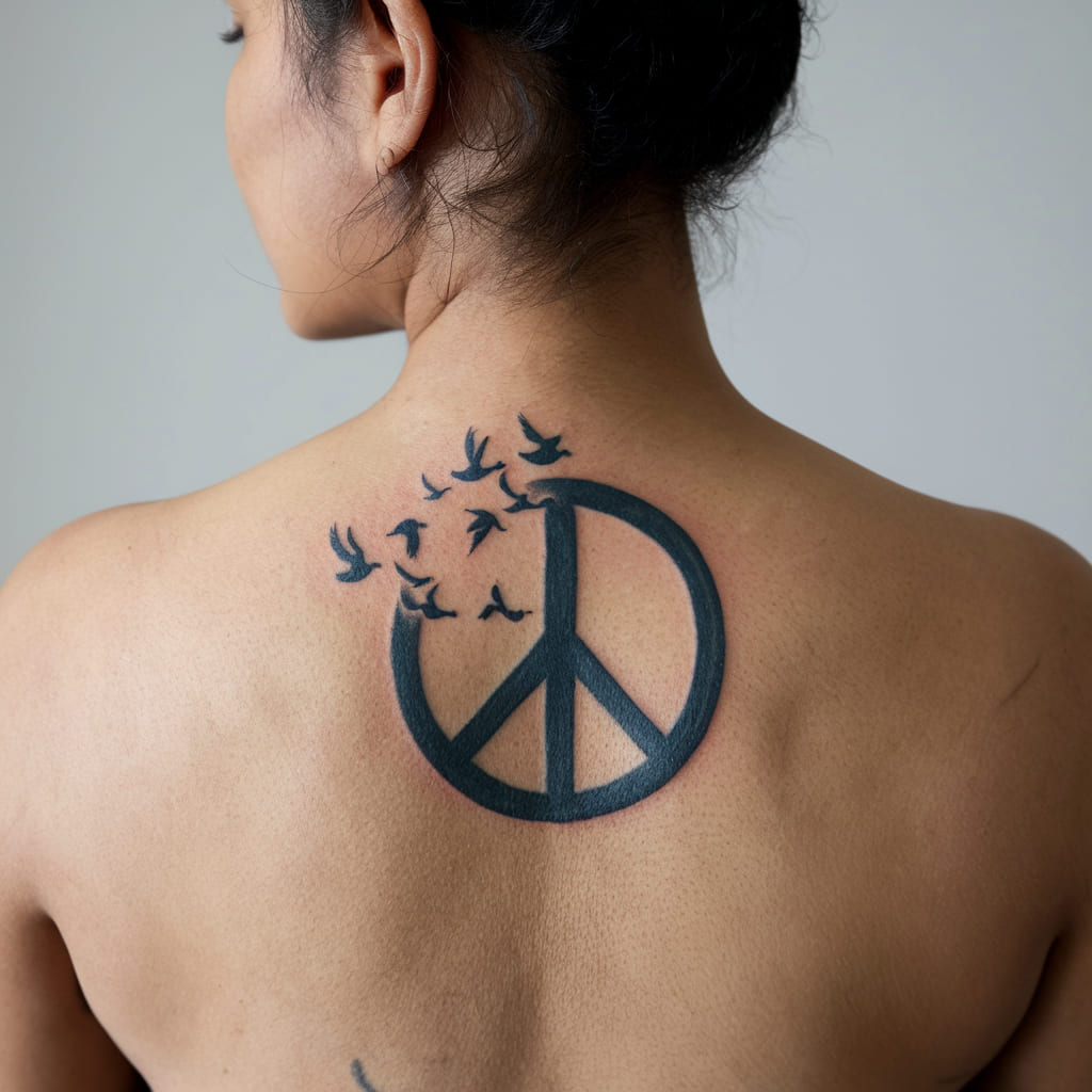 Birds Flying from Peace Symbol