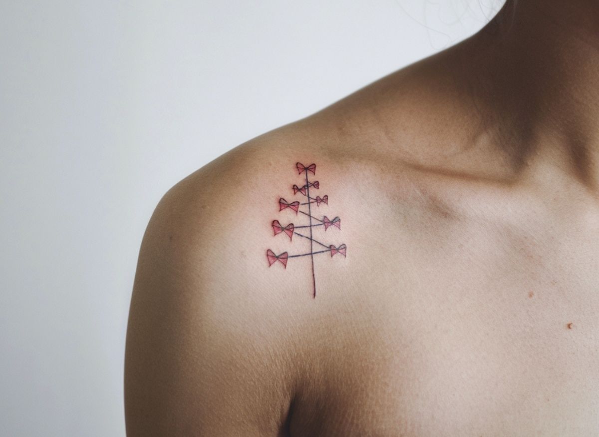 15 Simple and Small Christmas Tree Tattoo Ideas for a Subtle Holiday Touch