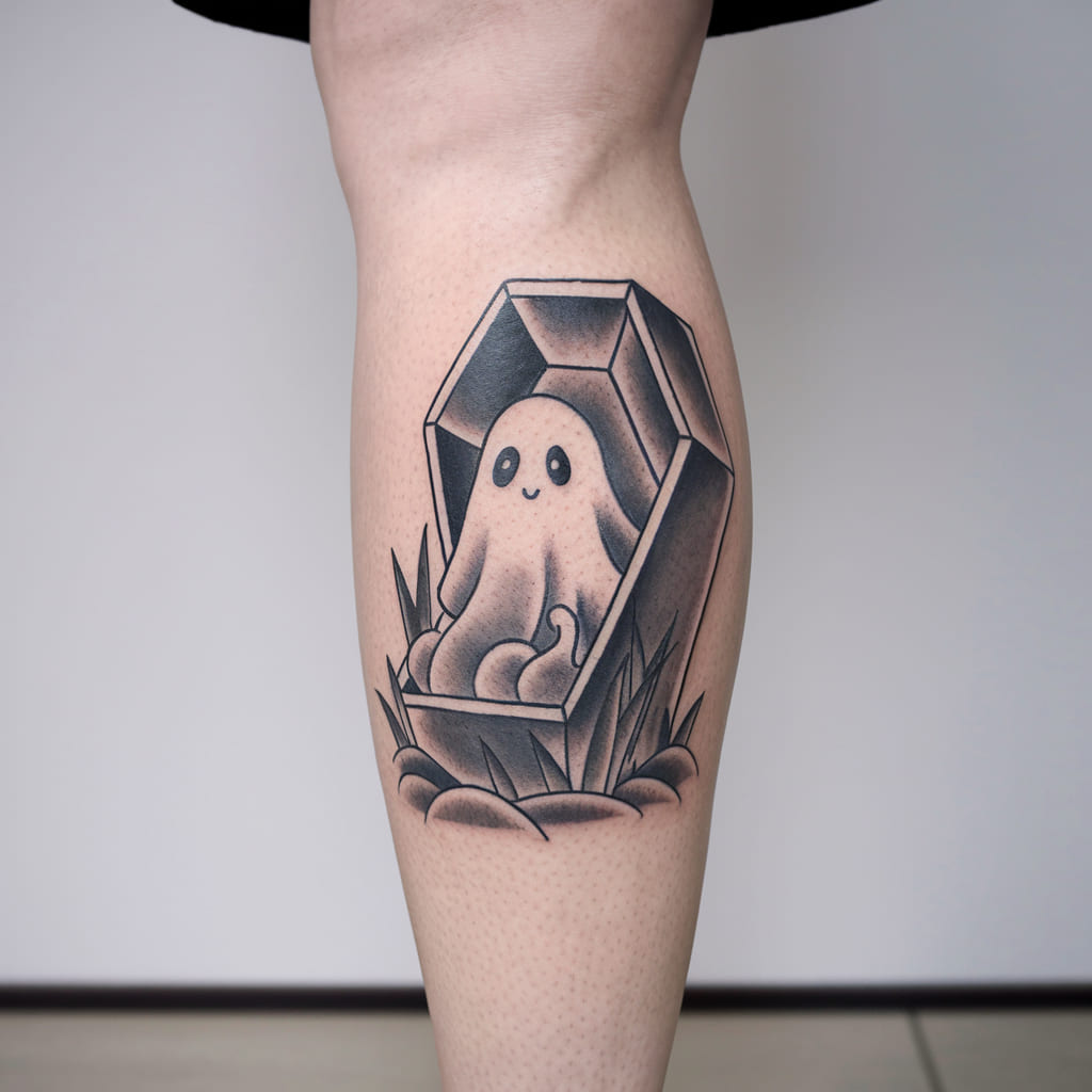 Cute Ghost in a Coffin