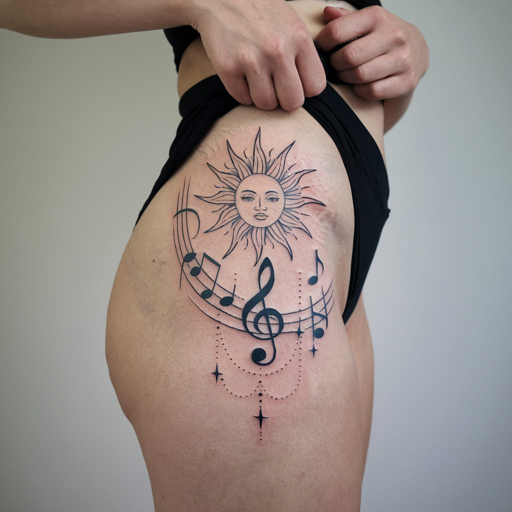 Dancing Sun with Music Notes