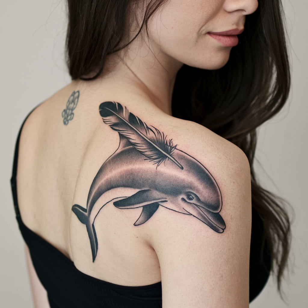 Dolphin with a Feather