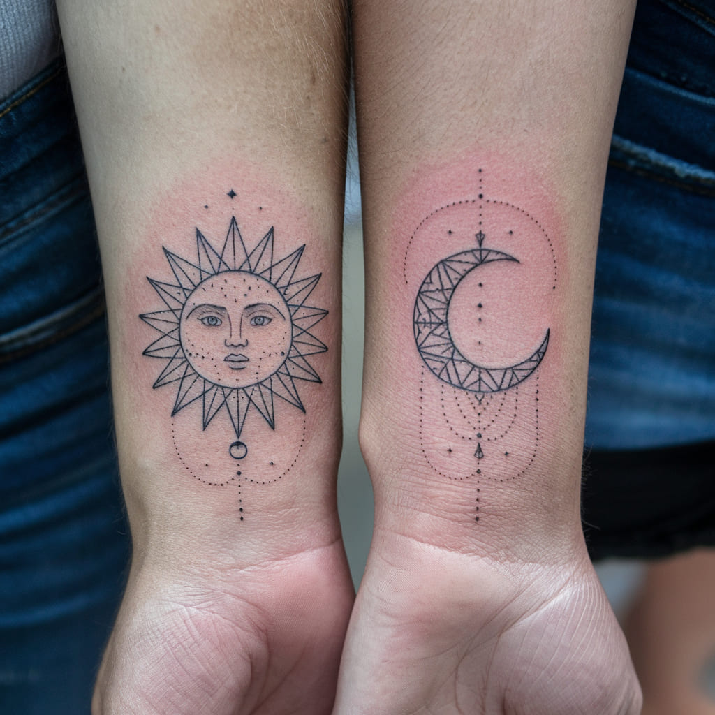 Geometric Sun and Moon