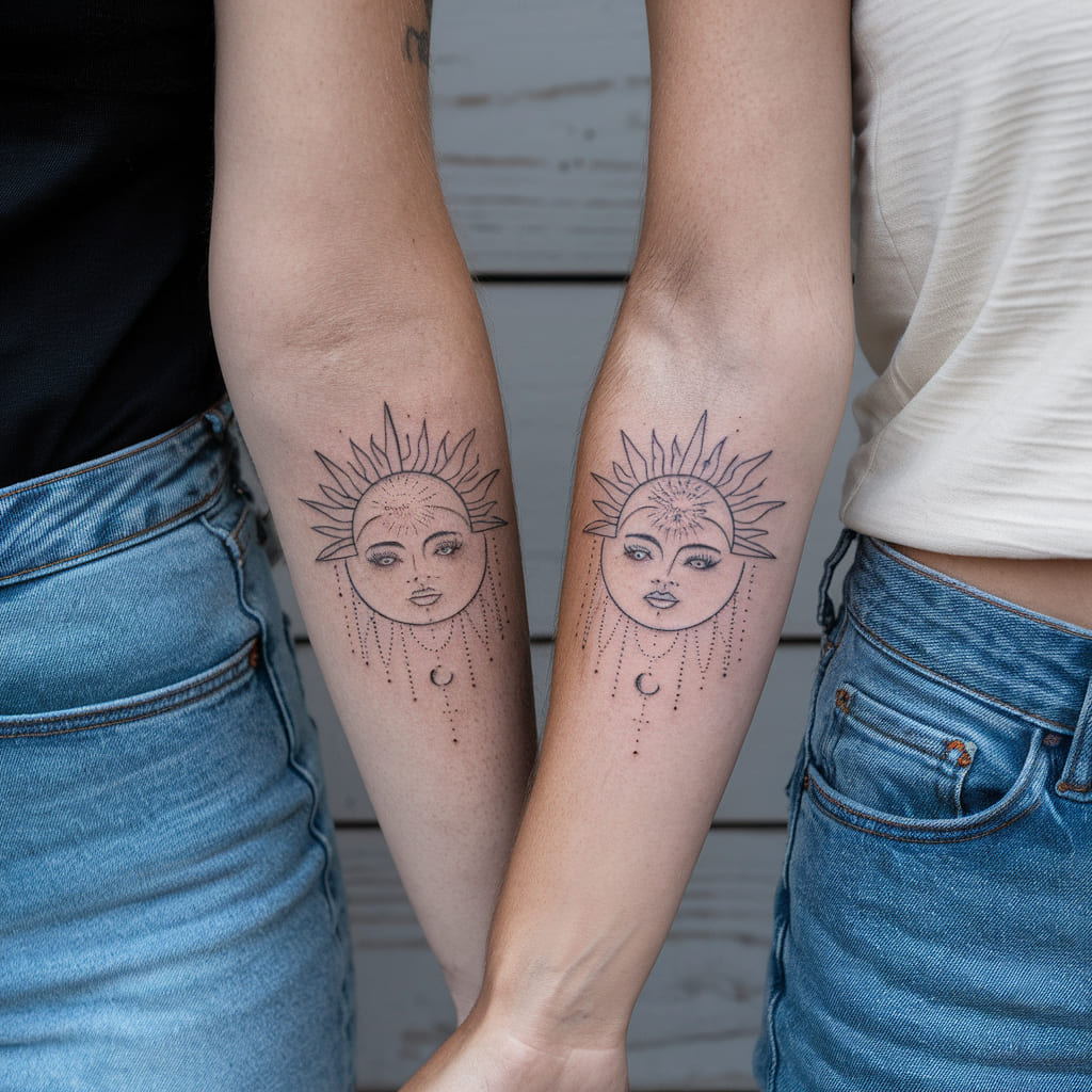 Half Sun Half Moon Design