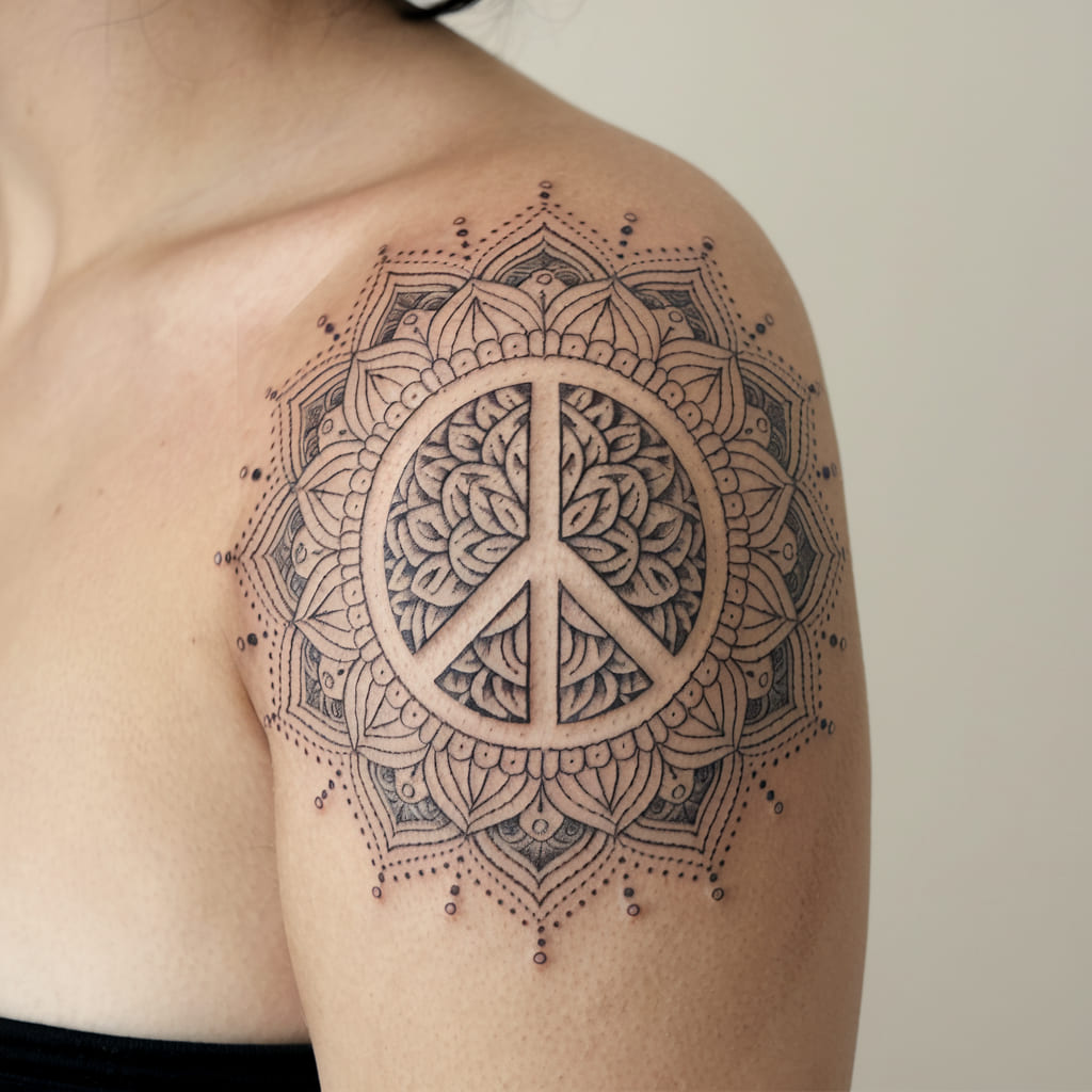 Mandala with Peace Symbol