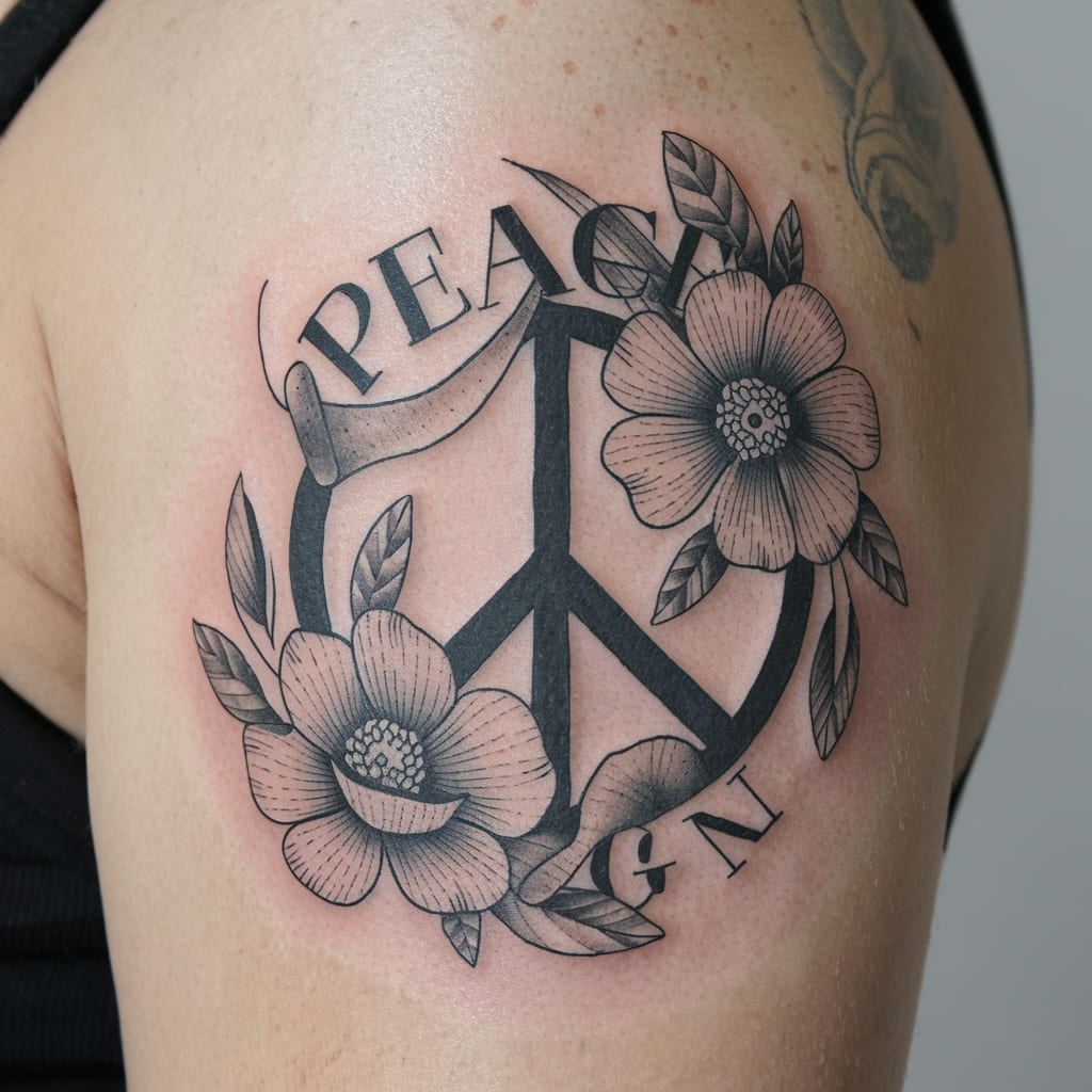 Peace Sign with Floral Accents