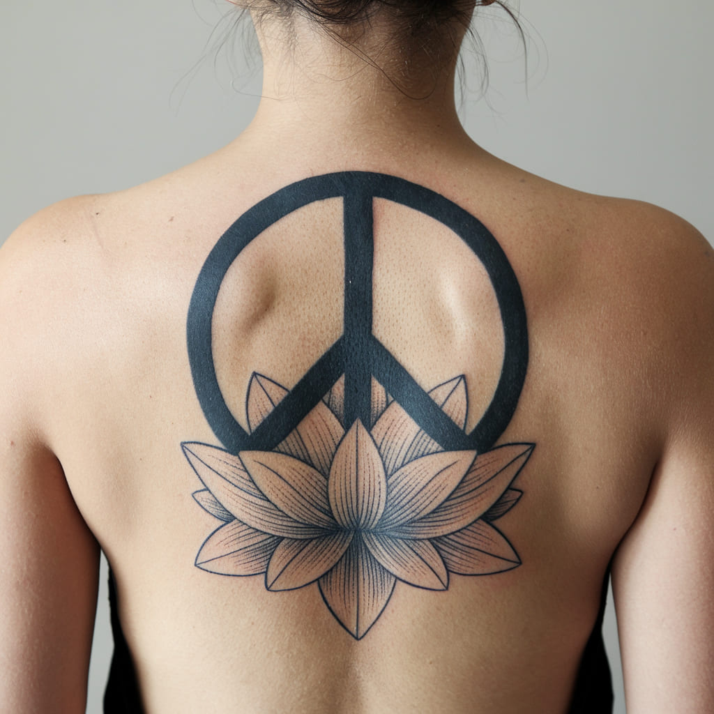 Peace Sign with Lotus Flower