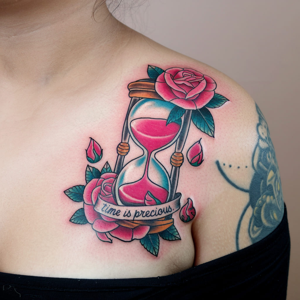 Pink Hourglass with Rose Petals