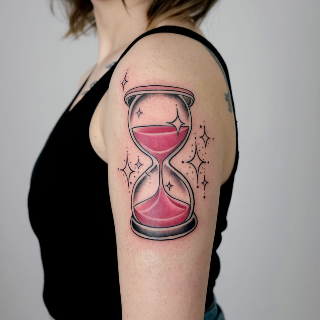 Pink Hourglass with Stars