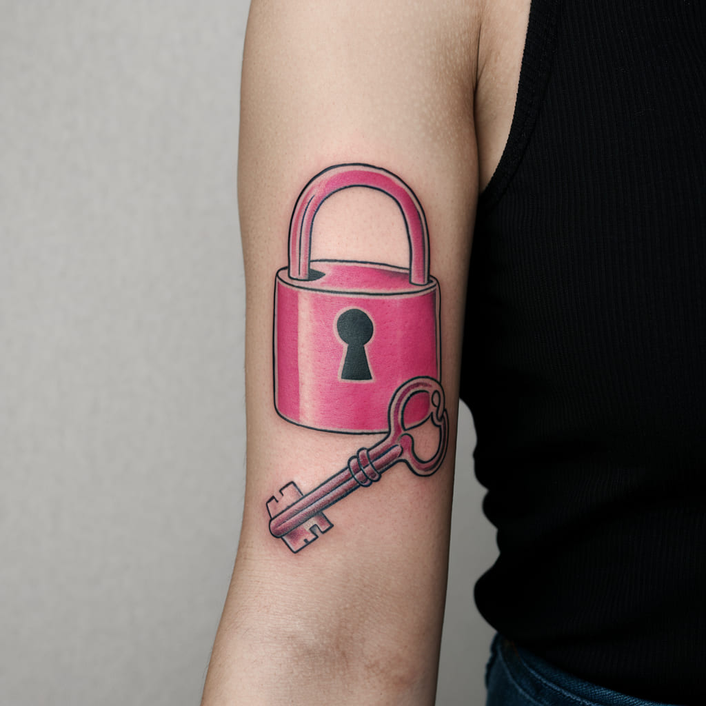 Pink Lock and Key for Emotional Security