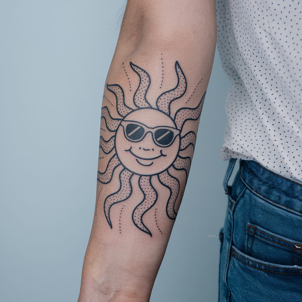 Playful Smiling Sun Character