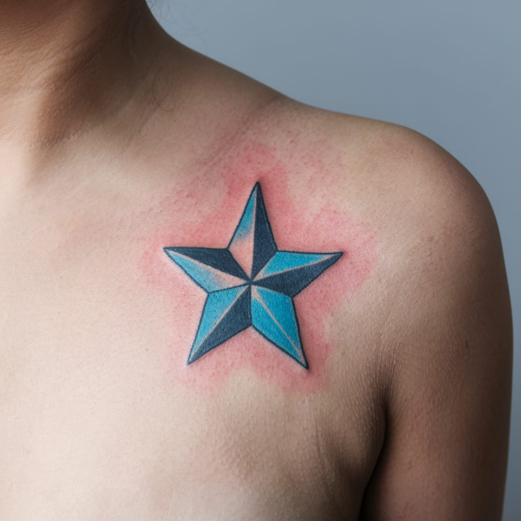 Single Star Shoulder Tattoo