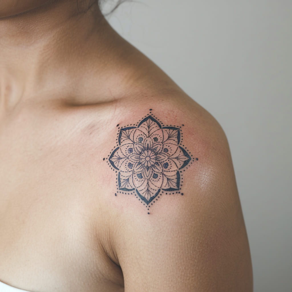 Small Mandala Shoulder Ink