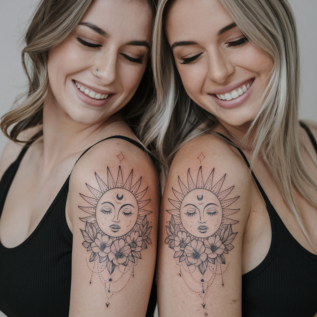 Sun and Moon with Floral Accents