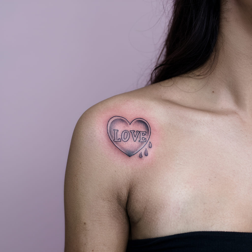 Tiny Heart Shoulder Tattoo Design