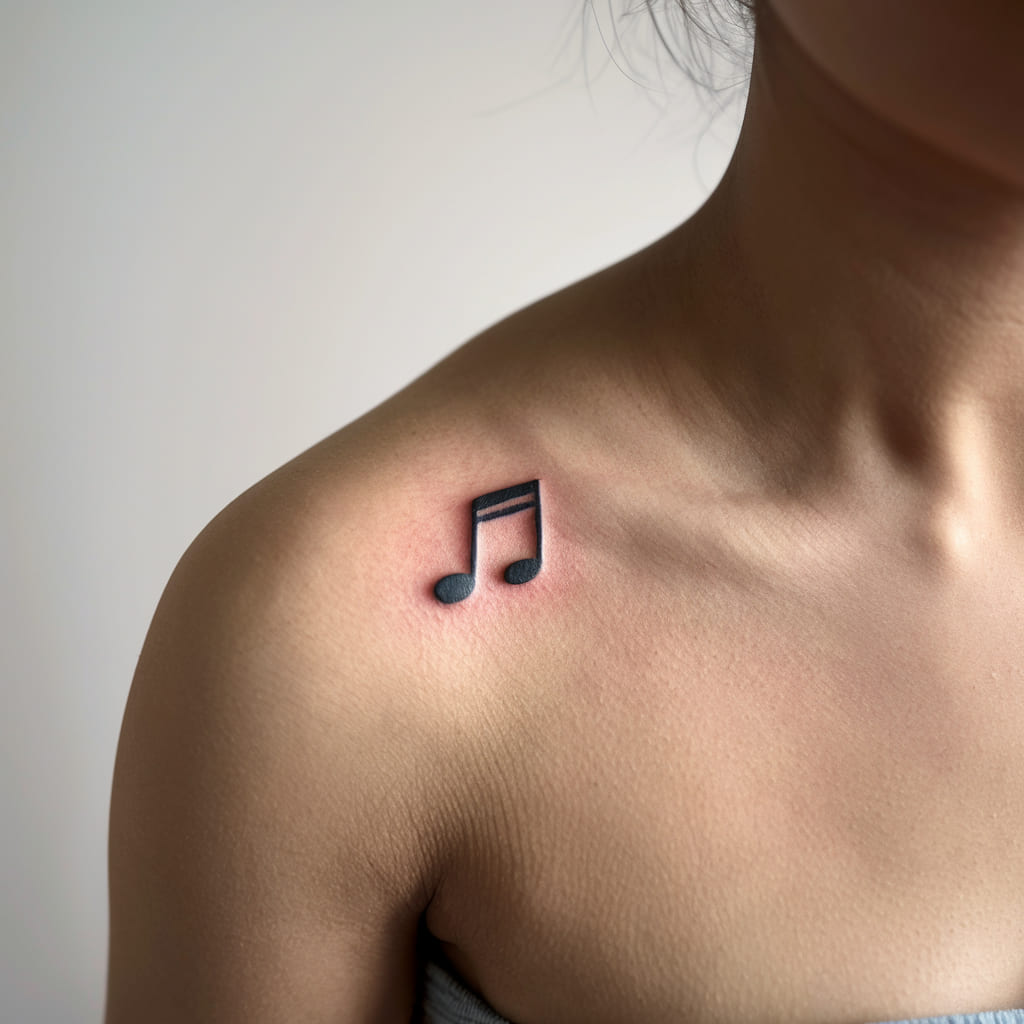 Tiny Music Note On Shoulder