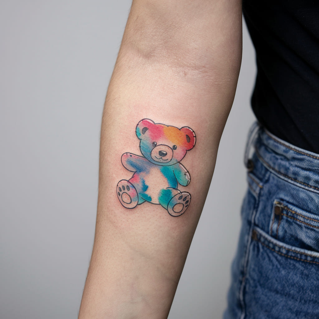 Tiny Watercolor Teddy Bear