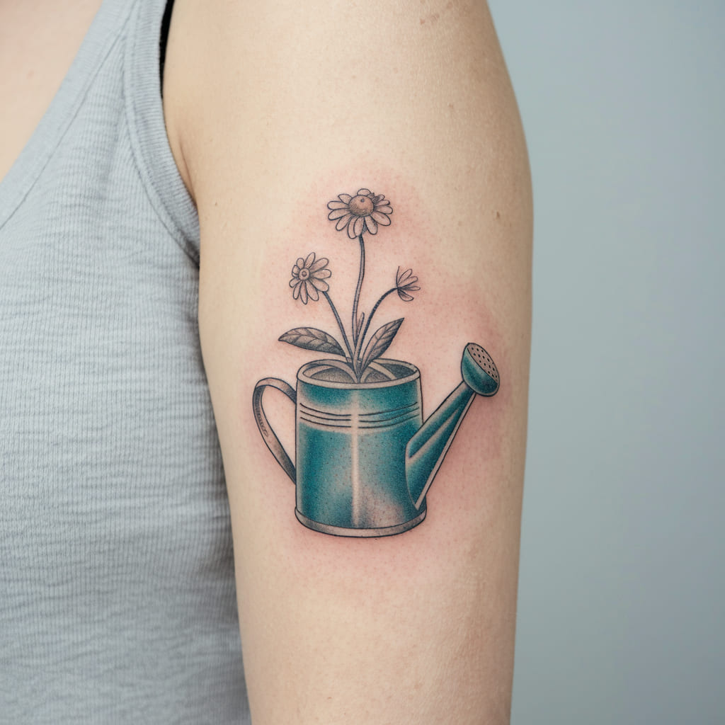 Tiny Wildflower in a Watering Can