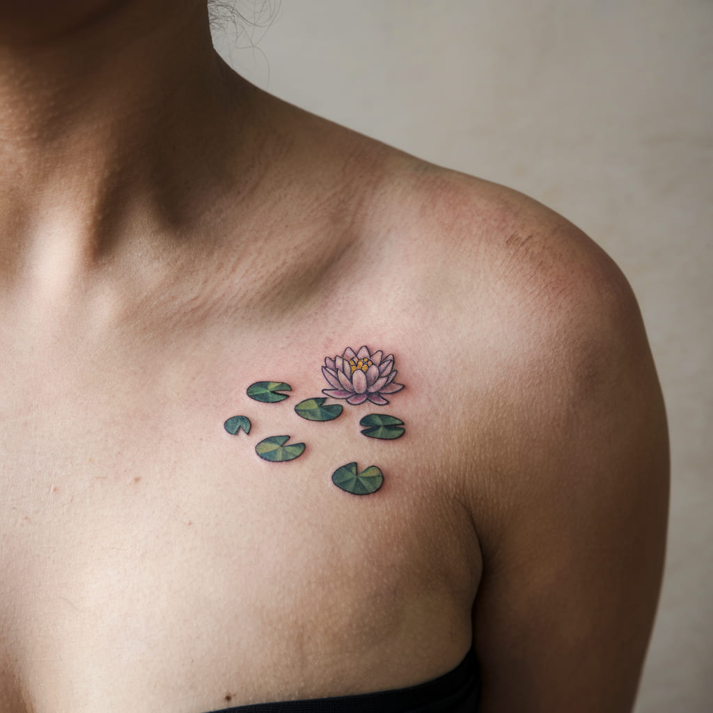 Water Lily with Floating Leaves on the Shoulder