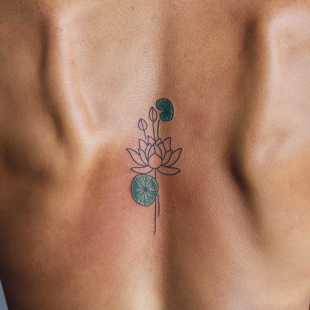 Water Lily with Lotus Leaves on the Back