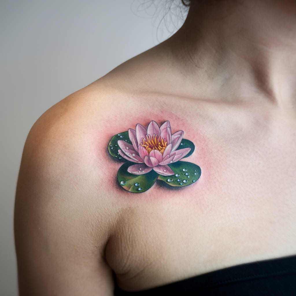 Water Lily with Raindrops on the Petals