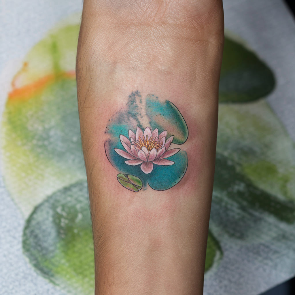 Water Lily with Soft Watercolor Background