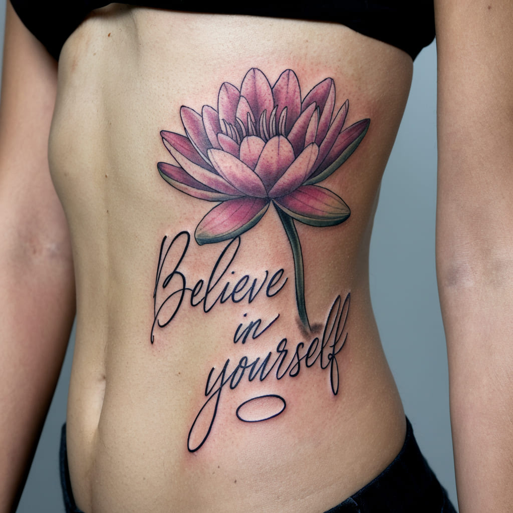 Water Lily with a Quote on the Ribcage