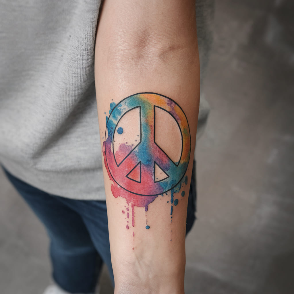 Watercolor Peace Symbol