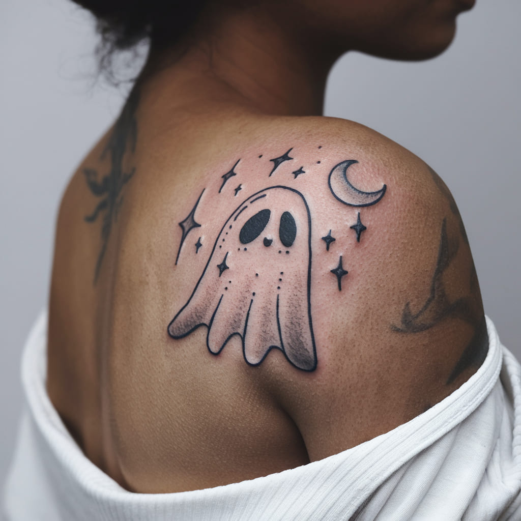 Whimsical Ghost with Stars