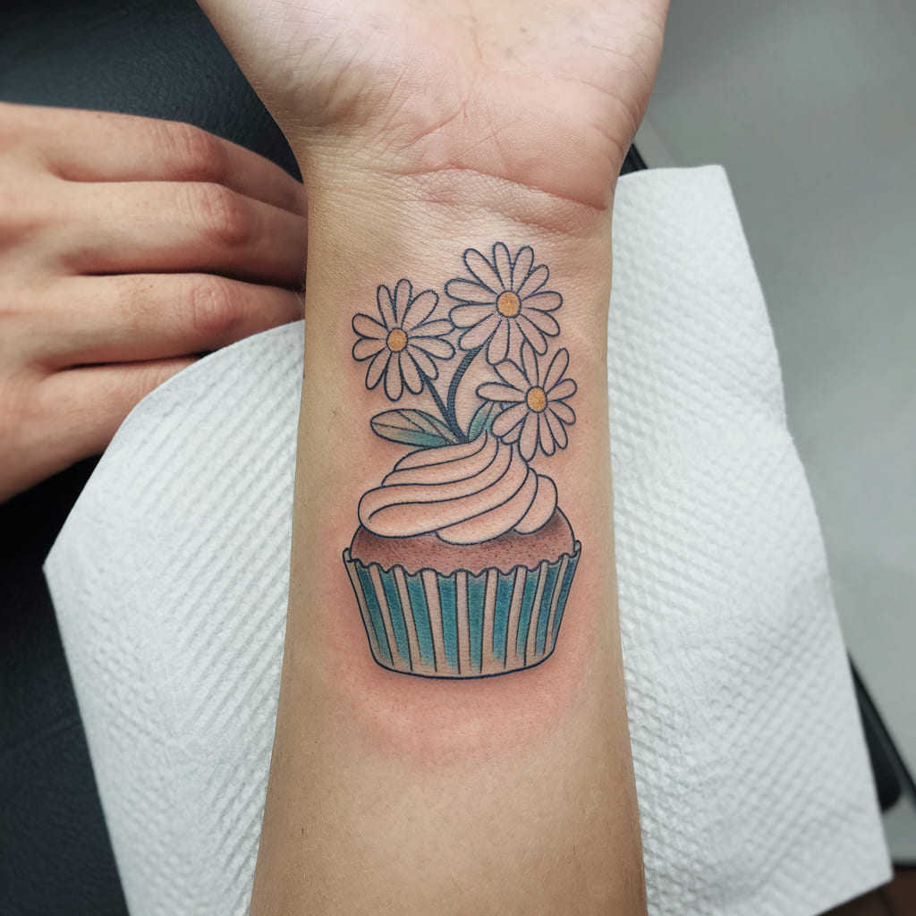 Wildflower in a Cupcake on the Wrist