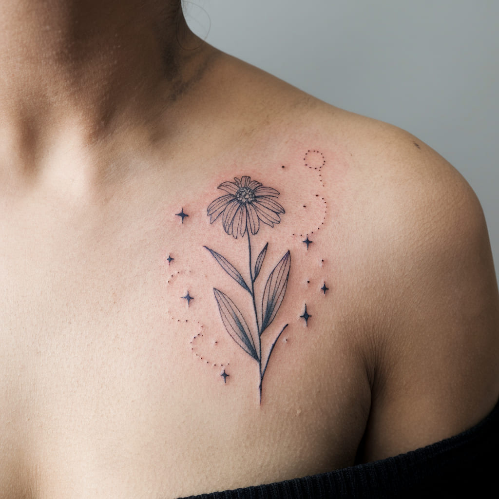 Wildflower with Tiny Stars on the Collarbone