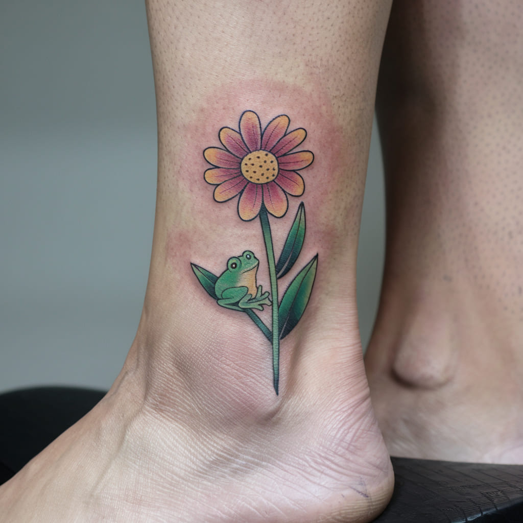 Wildflower with a Tiny Frog on the Ankle