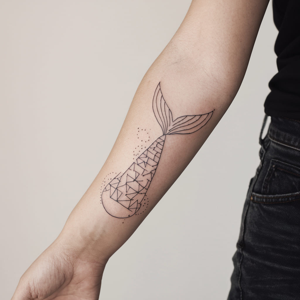 Abstract Mermaid Tail with Geometric Shapes