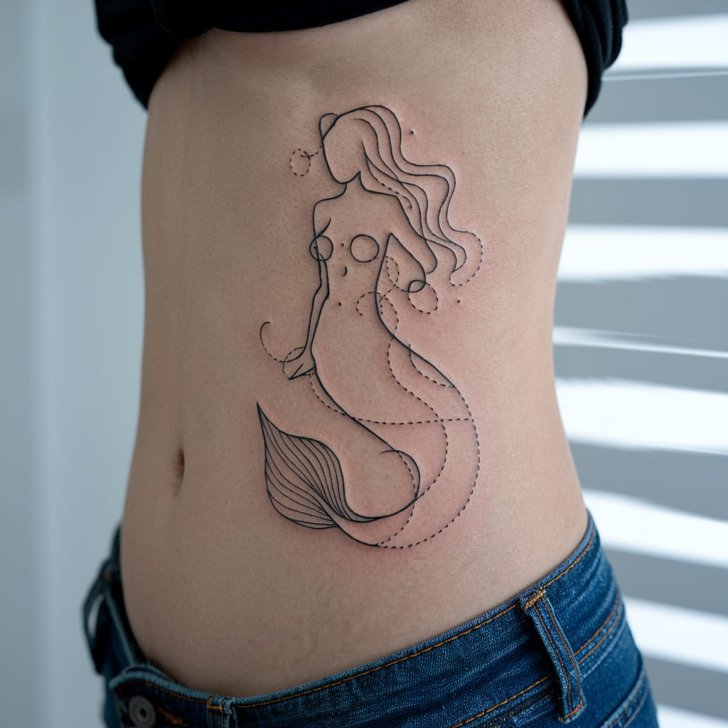 Abstract Mermaid with Dotted Lines