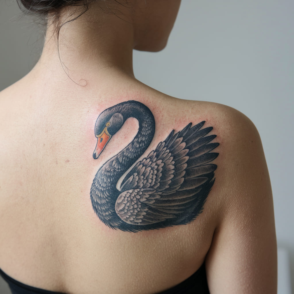 Black Swan with Feather Details