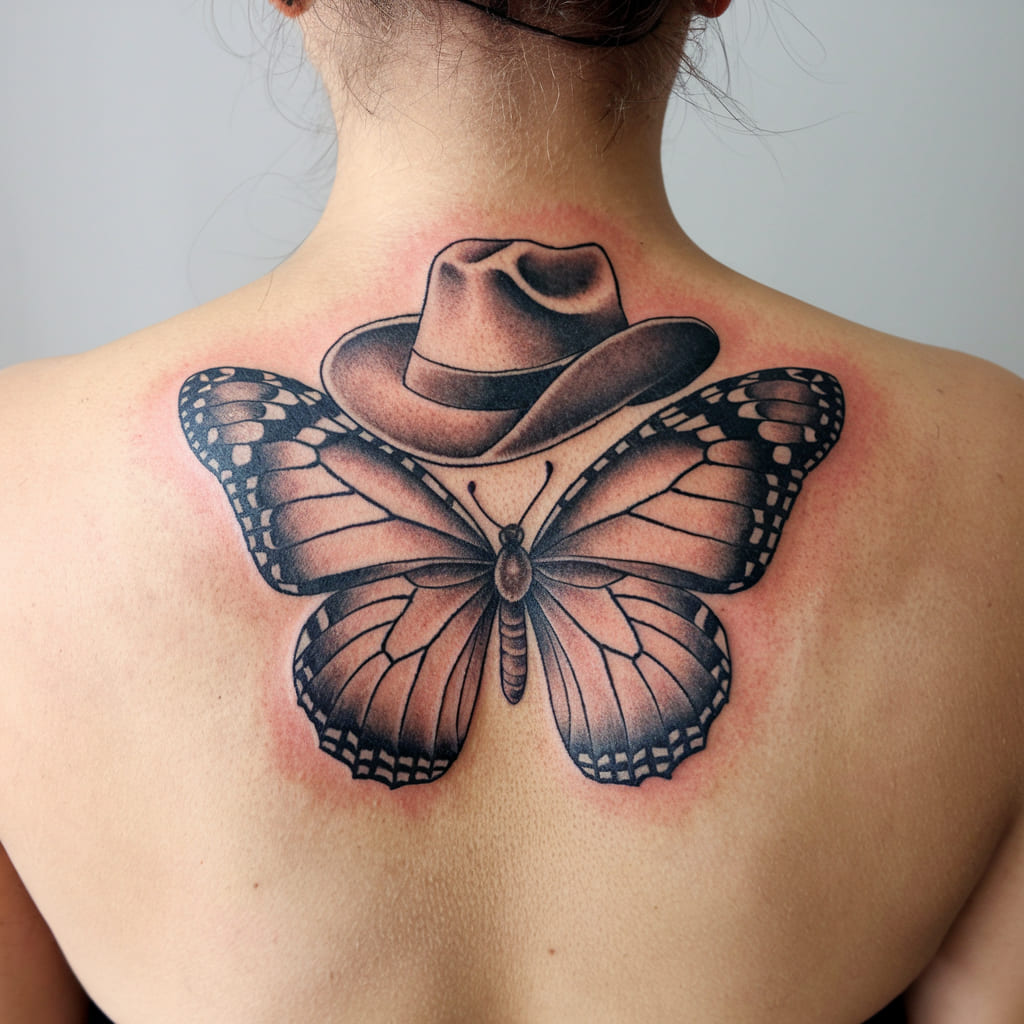 Butterfly with Cowgirl Hat