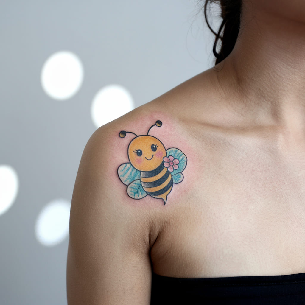 Charming Little Bee with Flower