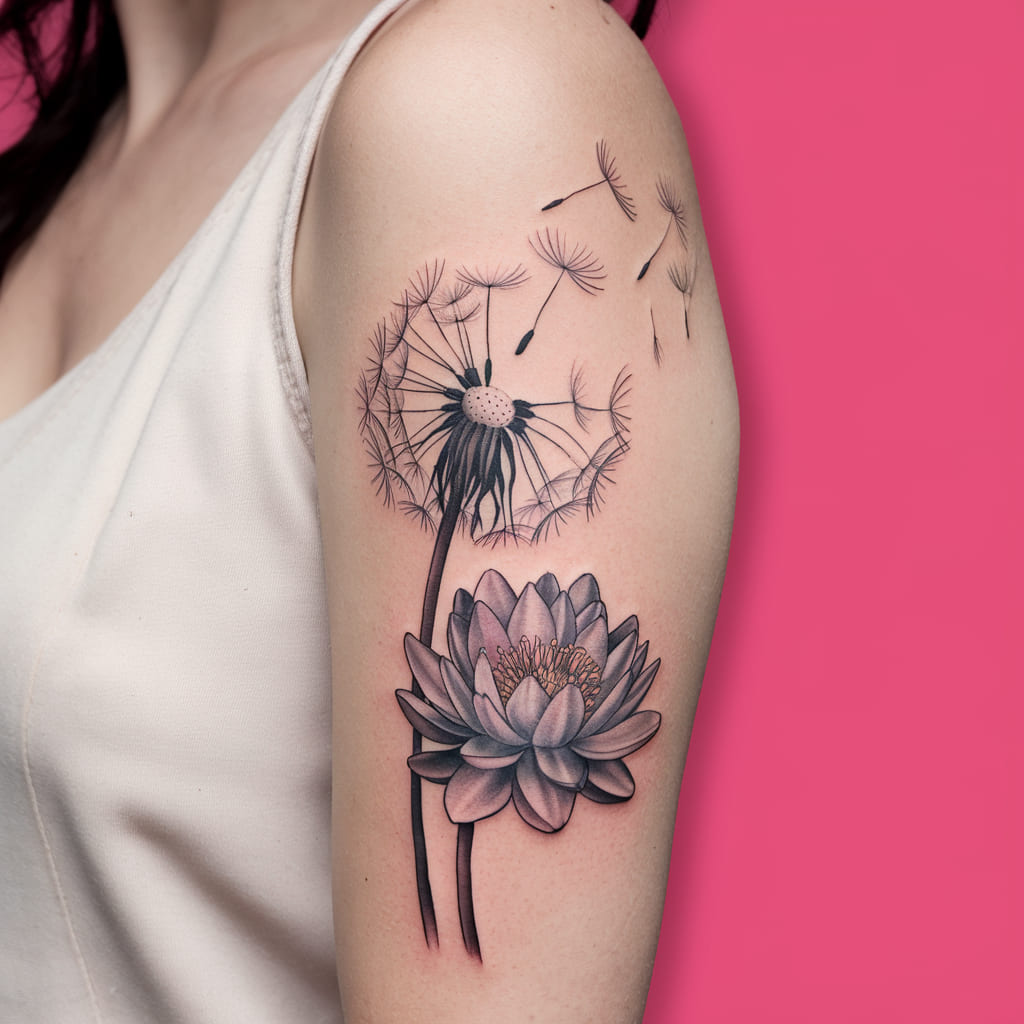 Dandelion and Lotus Flower