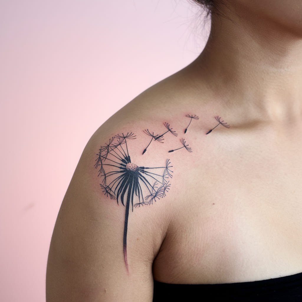 Dandelion with Flying Seeds