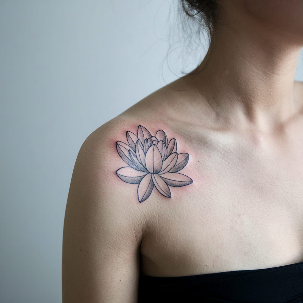 Elegant Lotus Flower Ink