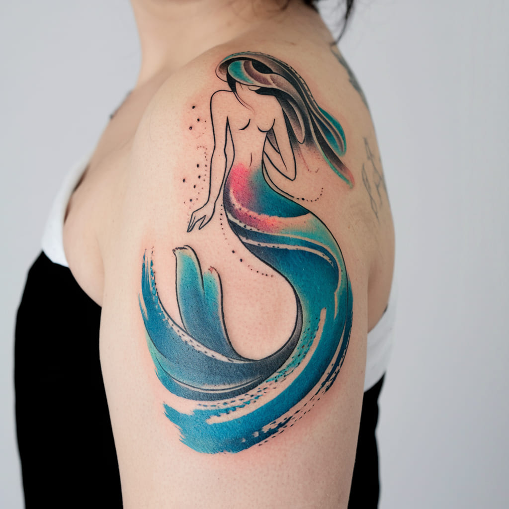 Fluid Mermaid Body with Brushstroke Effect