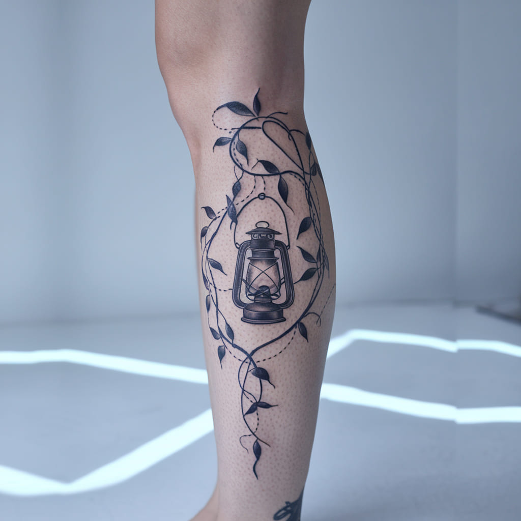 Gothic Vine and Lantern Tattoo