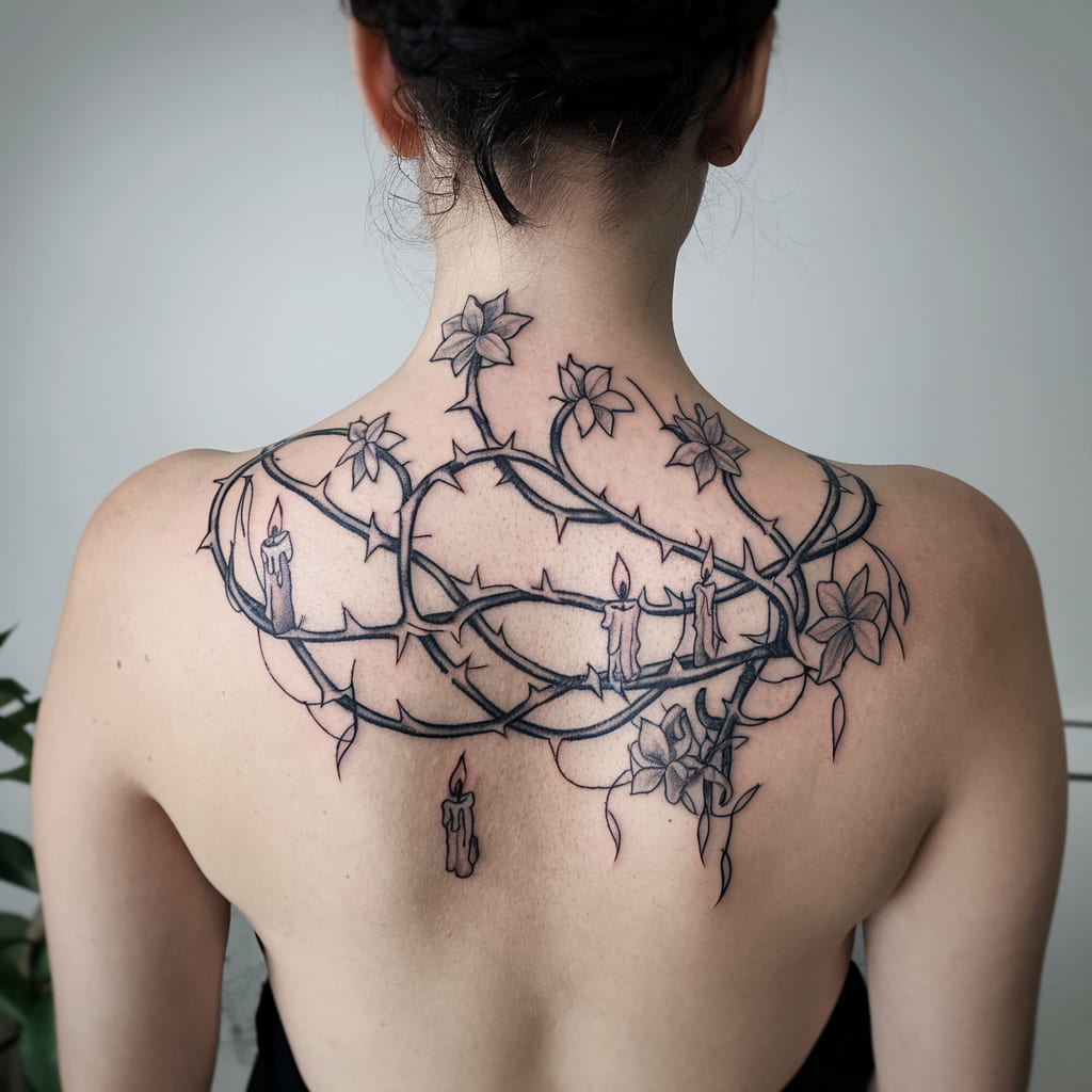 Gothic Vine with Candles Tattoo