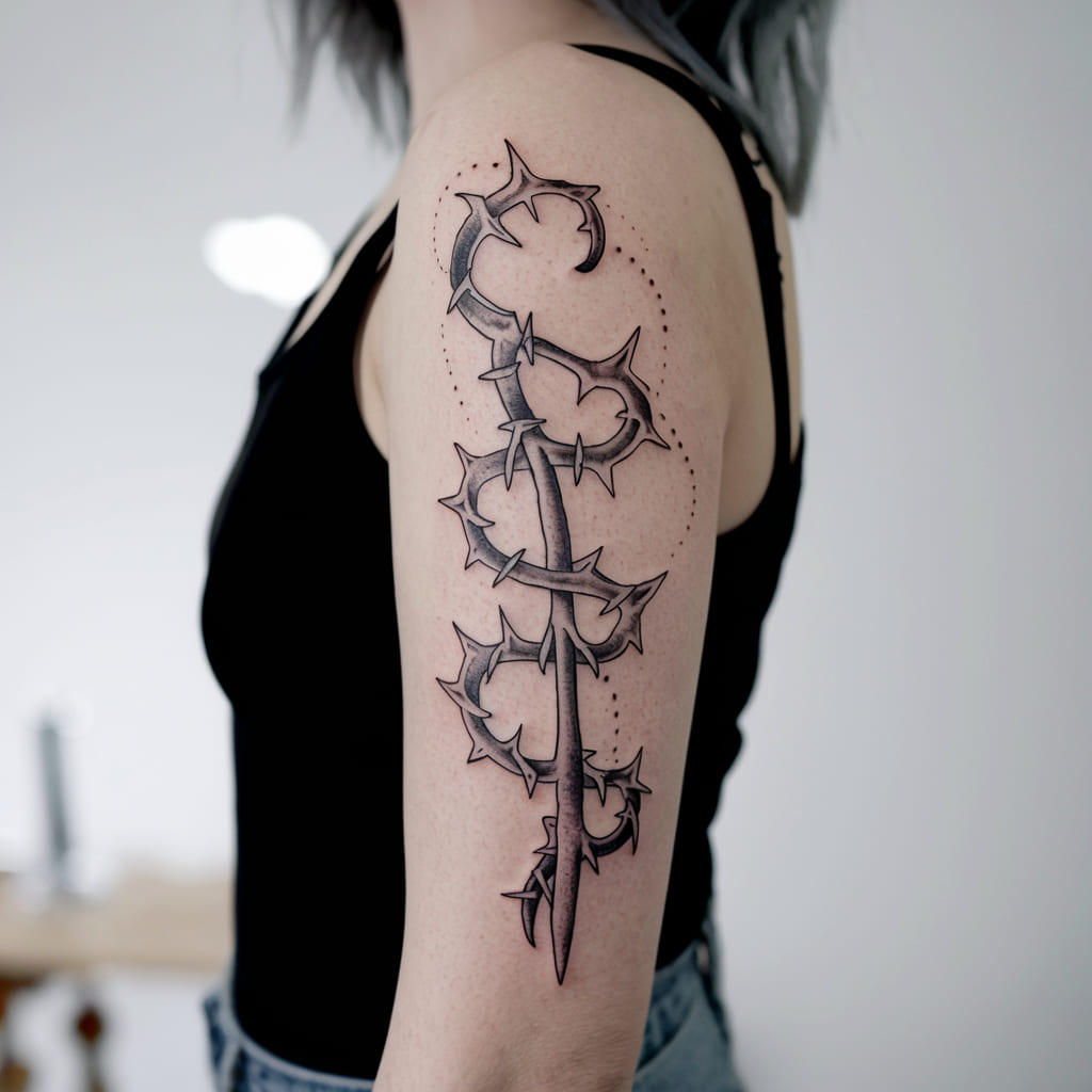 Gothic Vine with Thorns Tattoo