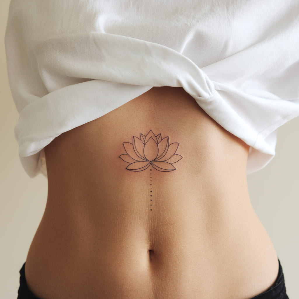 Lotus Flower Waist Tattoo