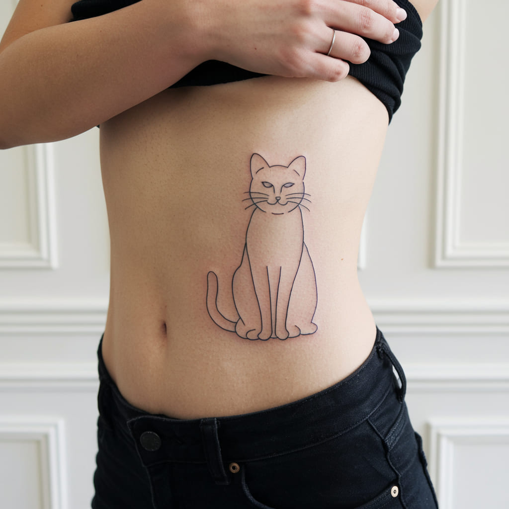 Minimalist Cat Tattoo