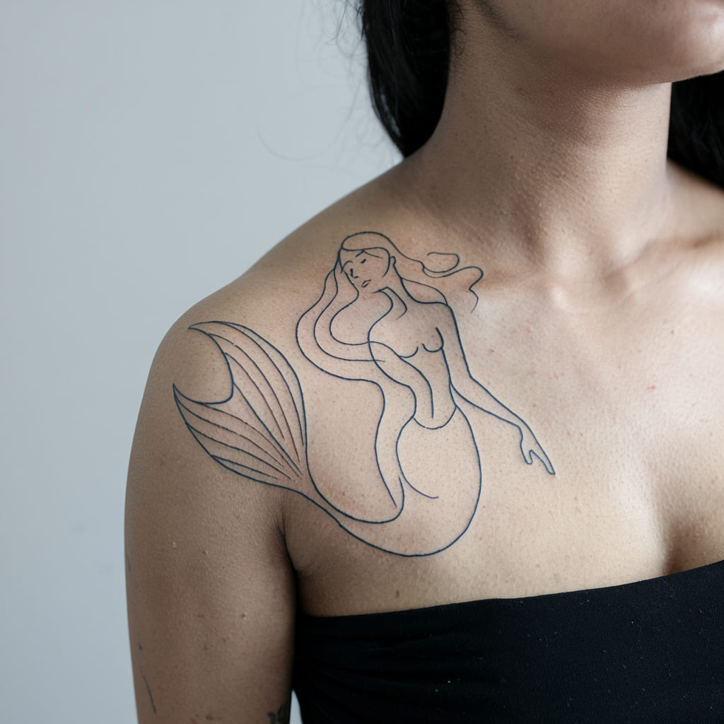 Minimalist Mermaid with Bold Lines