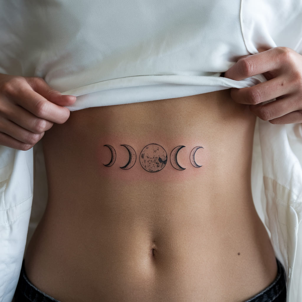 Moon Phases Waist Tattoo