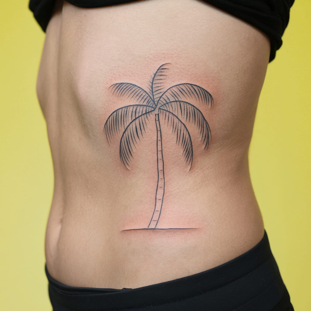 Palm Tree Waist Tattoo