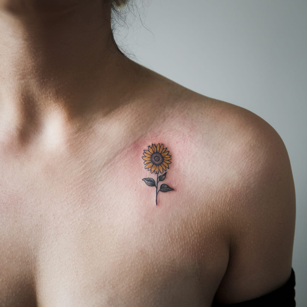 Petite Sunflower on the Collarbone